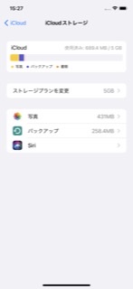 iPhoneストレージ確認画面の画像